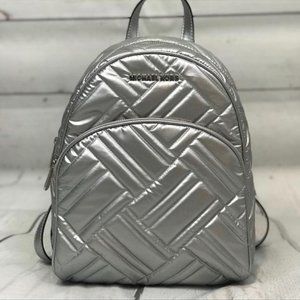 Michael Kors Silver Abbey Backpack & Matching Wristlet Wallet